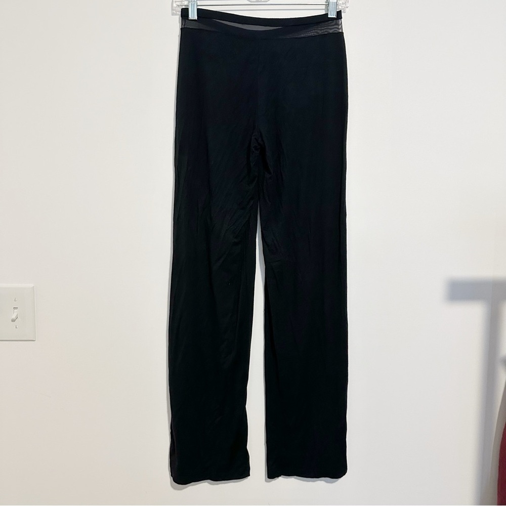 saint haven black wide leg pants with mesh cut out waistband